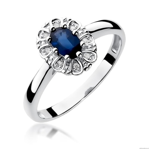 Pierścionek W0304 Szafir 0,70ct białe złoto 375