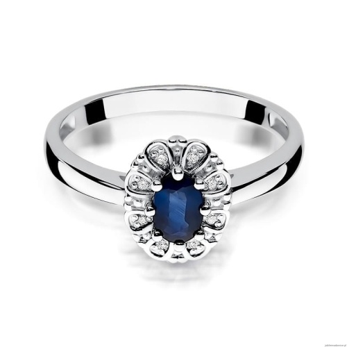 Pierścionek W0304 Szafir 0,70ct białe złoto 375
