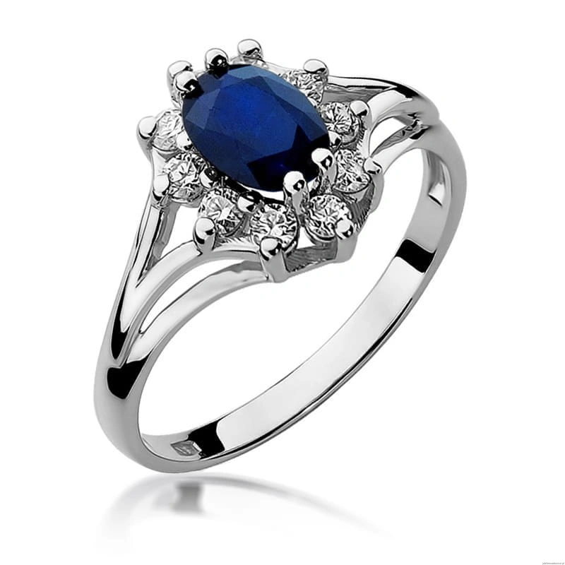 Pierścionek W0037 Szafir 0,90ct białe złoto 375
