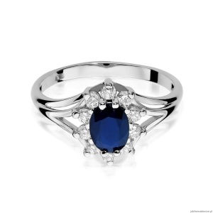 Pierścionek W0037 Szafir 0,90ct białe złoto 375