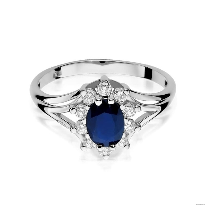 Pierścionek W0037 Szafir 0,90ct białe złoto 375