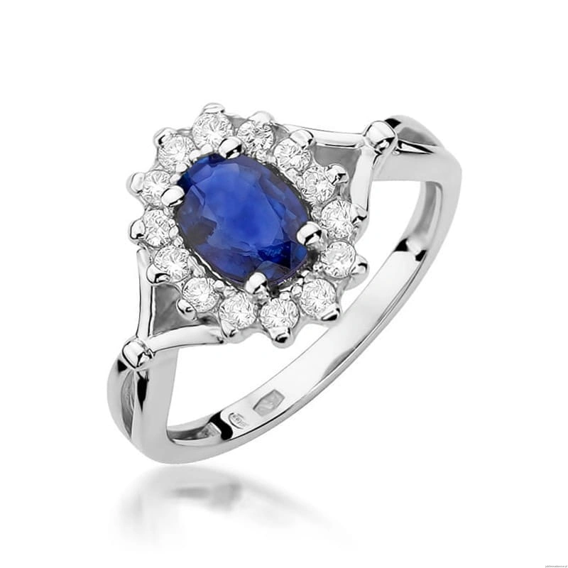 Pierścionek W0182 Szafir 0,90ct białe złoto 375