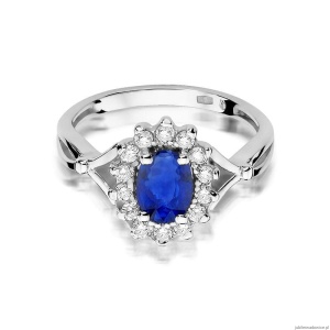 Pierścionek W0182 Szafir 0,90ct białe złoto 375