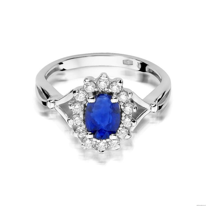 Pierścionek W0182 Szafir 0,90ct białe złoto 375