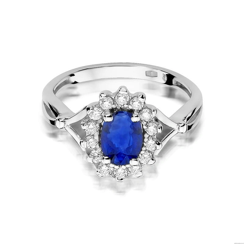 Pierścionek W0182 Szafir 0,90ct białe złoto 375
