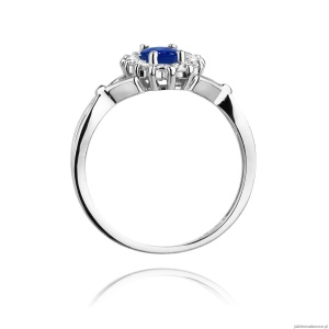 Pierścionek W0182 Szafir 0,90ct białe złoto 375
