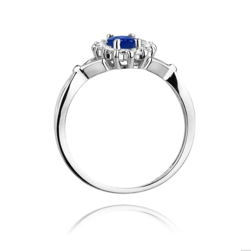 Pierścionek W0182 Szafir 0,90ct białe złoto 375