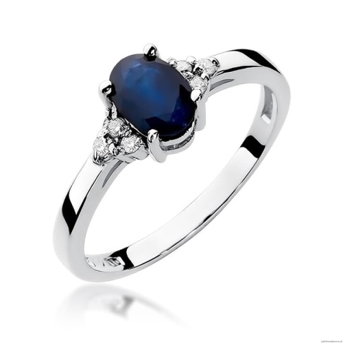 Pierścionek W0308 Szafir 0,90ct białe złoto 375