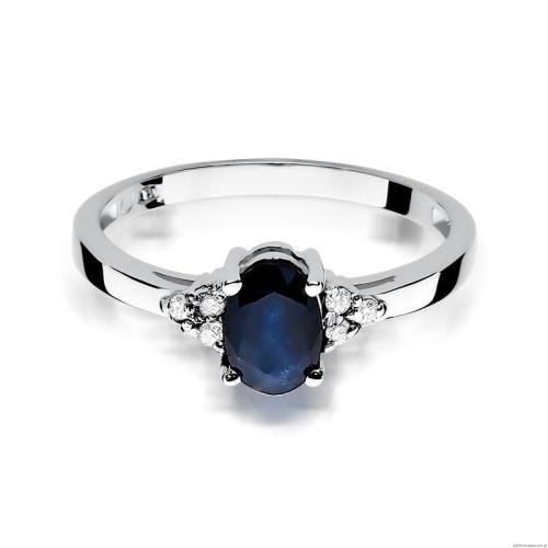 Pierścionek W0308 Szafir 0,90ct białe złoto 375
