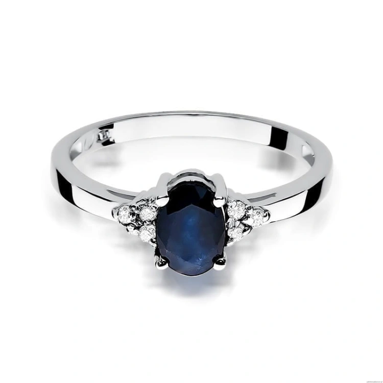 Pierścionek W0308 Szafir 0,90ct białe złoto 375
