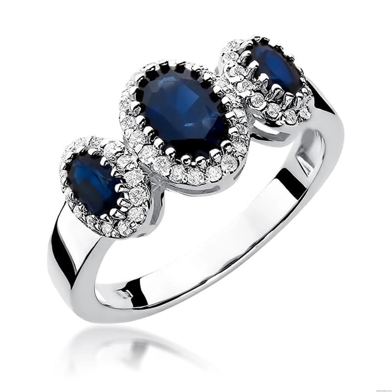 Pierścionek W0309 Szafir 1,50 ct białe złoto 375