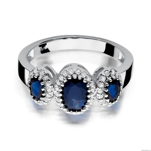 Pierścionek W0309 Szafir 1,50 ct białe złoto 375