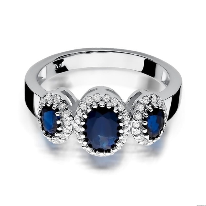 Pierścionek W0309 Szafir 1,50 ct białe złoto 375
