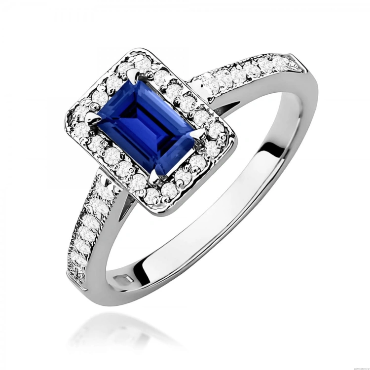 Pierścionek W0422 Szafir 0,60ct białe złoto 375