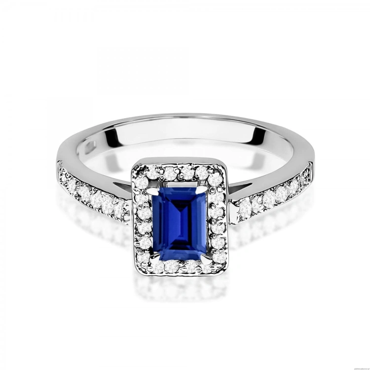 Pierścionek W0422 Szafir 0,60ct białe złoto 375