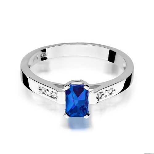 Pierścionek W0078 Szafir 0,60ct białe złoto 375