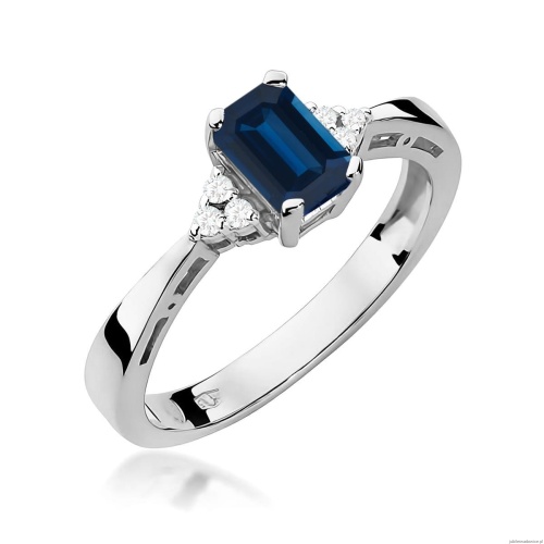 Pierścionek W0002 Szafir 0,60ct białe złoto 375