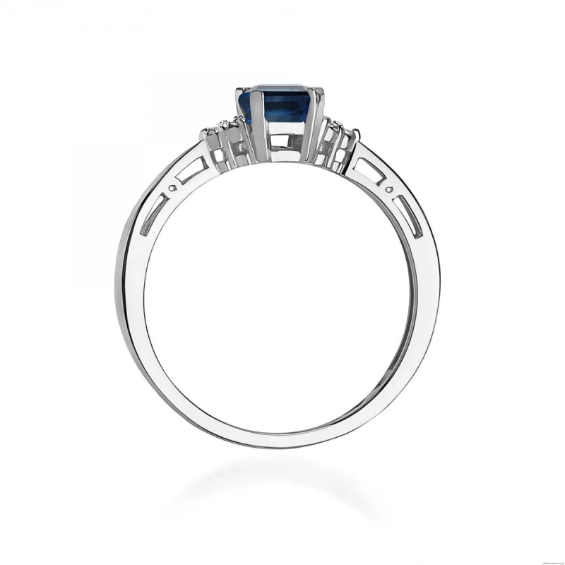 Pierścionek W0002 Szafir 0,60ct białe złoto 375