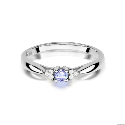 Pierścionek W0428 Tanzanit 0,15ct białe złoto 375