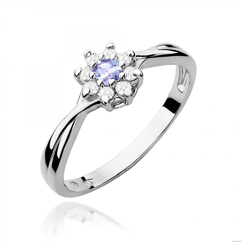 Pierścionek W0072 Tanzanit 0,15ct białe złoto 375