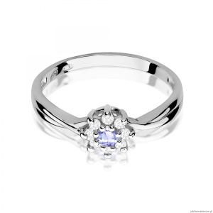 Pierścionek W0072 Tanzanit 0,15ct białe złoto 375