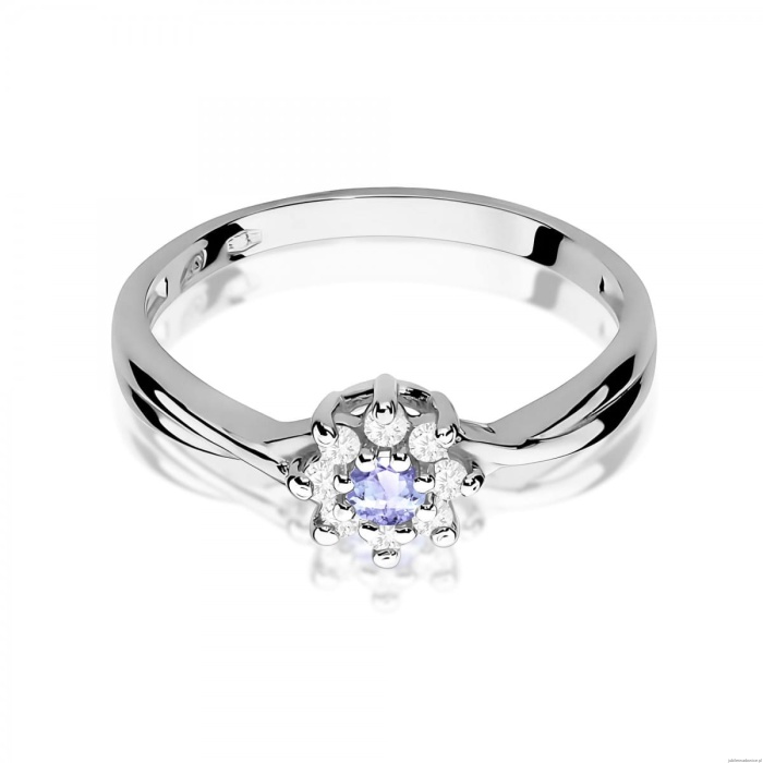 Pierścionek W0072 Tanzanit 0,15ct białe złoto 375