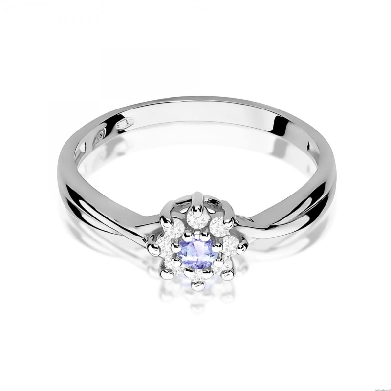 Pierścionek W0072 Tanzanit 0,15ct białe złoto 375