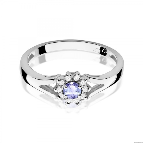 Pierścionek W0185 Tanzanit 0,15ct białe złoto 375