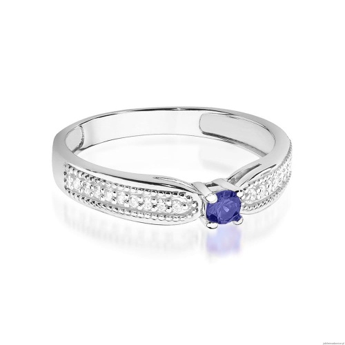 Pierścionek W0449 Tanzanit 0,15ct białe złoto 375