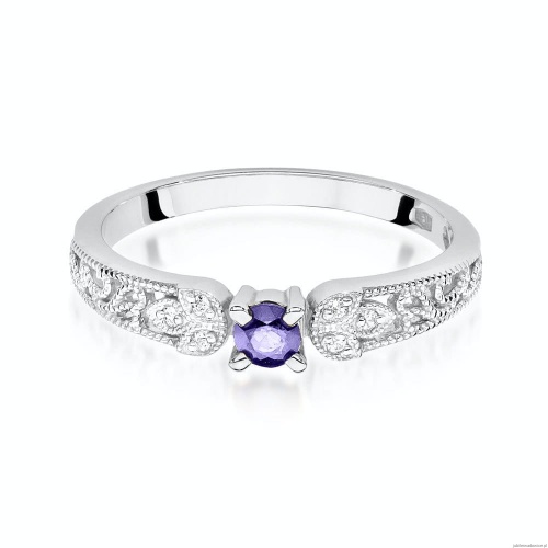 Pierścionek W0411 Tanzanit 0,15ct białe złoto 375