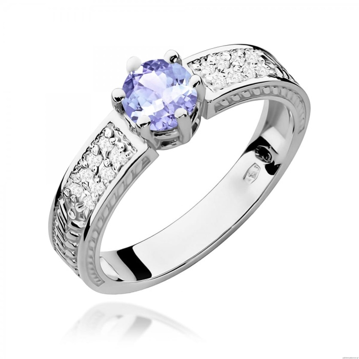 Pierścionek W0075 Tanzanit 0,50ct białe złoto 375