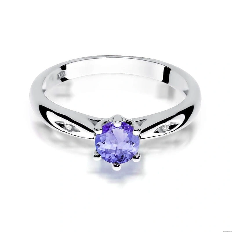 Pierścionek W0074 Tanzanit 0,50ct białe złoto 375