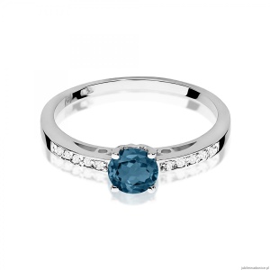 Pierścionek W0066 Topaz London Blue 0,50ct białe złoto 375