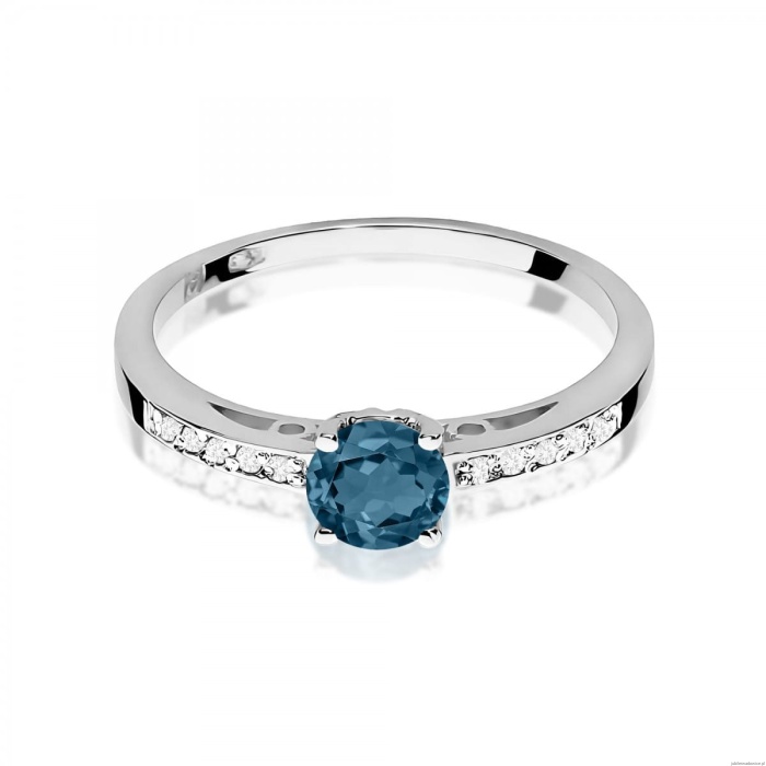 Pierścionek W0066 Topaz London Blue 0,50ct białe złoto 375