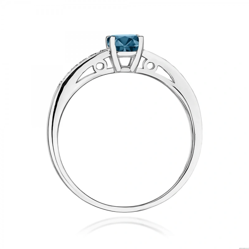 Pierścionek W0066 Topaz London Blue 0,50ct białe złoto 375