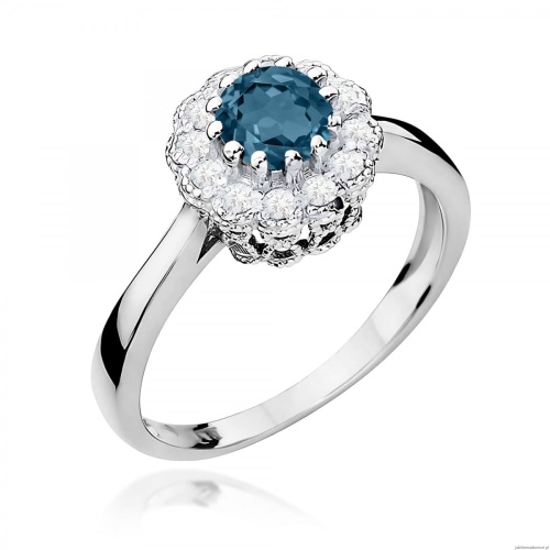 Pierścionek W0284 Topaz London Blue 0,50ct białe złoto 375