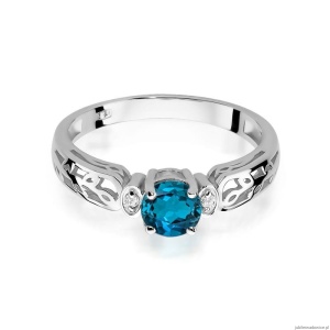 Pierścionek W0014 Topaz London Blue 0,50ct białe złoto 375