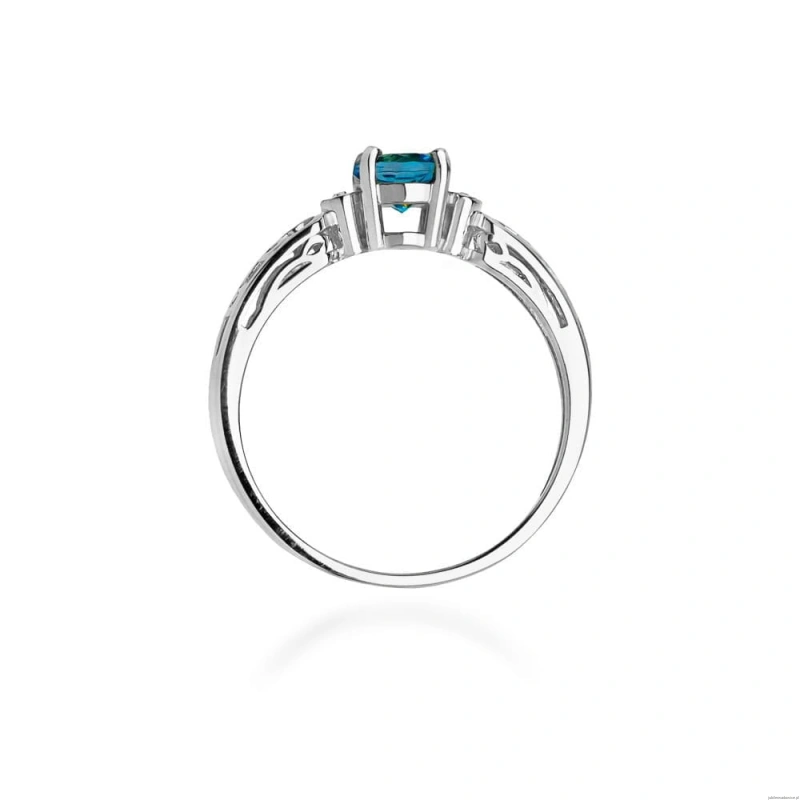 Pierścionek W0014 Topaz London Blue 0,50ct białe złoto 375
