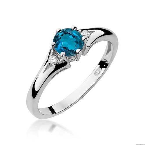 Pierścionek W0076 Topaz London Blue 0,50ct białe złoto 375