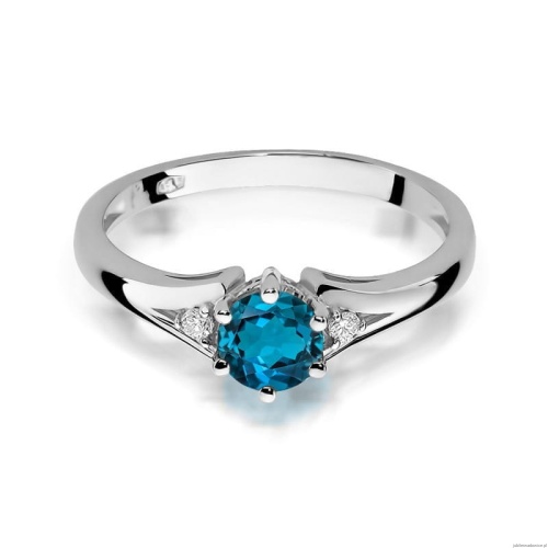 Pierścionek W0076 Topaz London Blue 0,50ct białe złoto 375