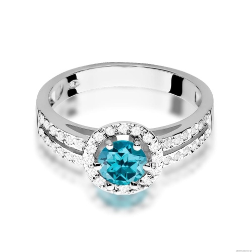 Pierścionek W0087 Topaz London Blue 0,50ct białe złoto 375