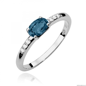 Pierścionek W0077 Topaz London Blue 0,50ct białe złoto 375