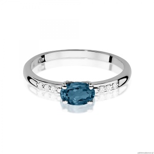 Pierścionek W0077 Topaz London Blue 0,50ct białe złoto 375