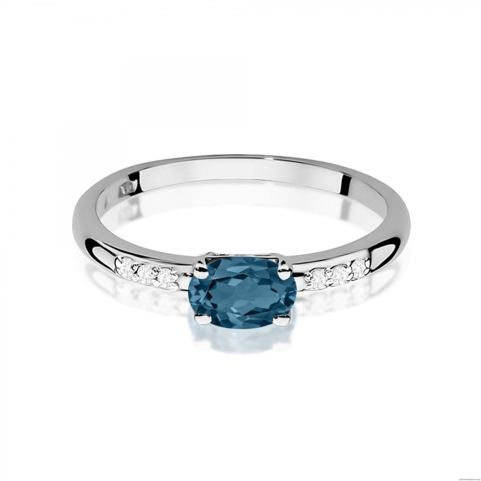 Pierścionek W0077 Topaz London Blue 0,50ct białe złoto 375