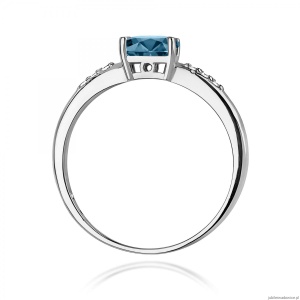 Pierścionek W0077 Topaz London Blue 0,50ct białe złoto 375