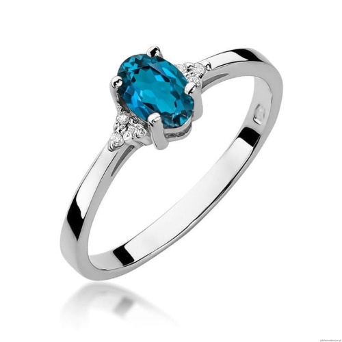 Pierścionek W0301 Topaz London Blue 0,50ct białe złoto 375
