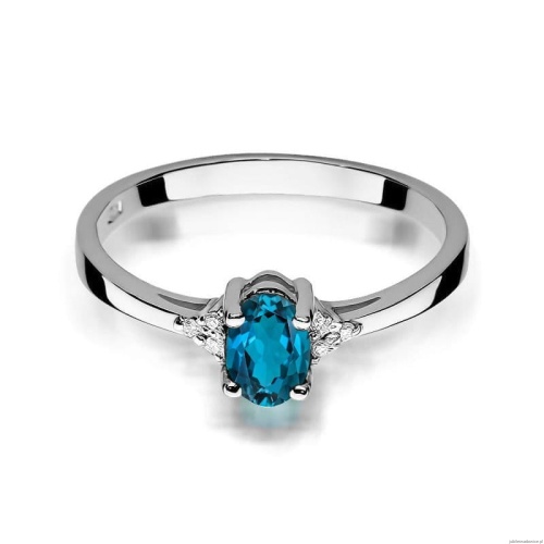 Pierścionek W0301 Topaz London Blue 0,50ct białe złoto 375