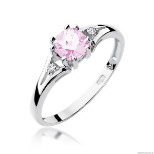 Pierścionek W0044 Różowy Topaz 0,65ct białe złoto 375