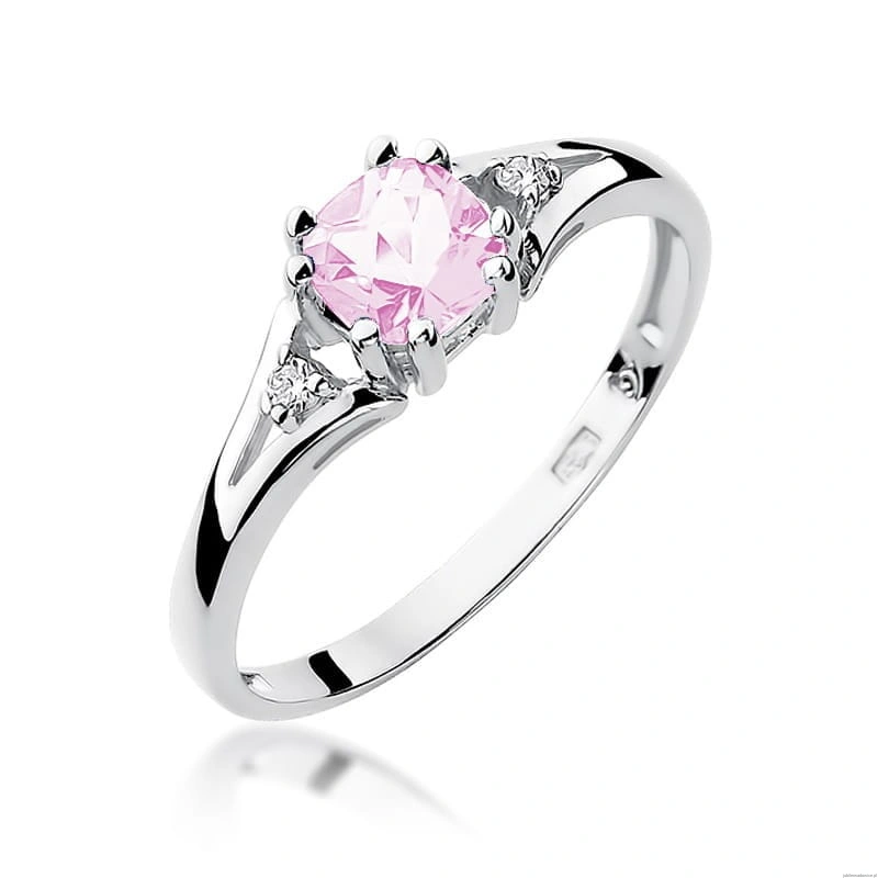 Pierścionek W0044 Różowy Topaz 0,65ct białe złoto 375