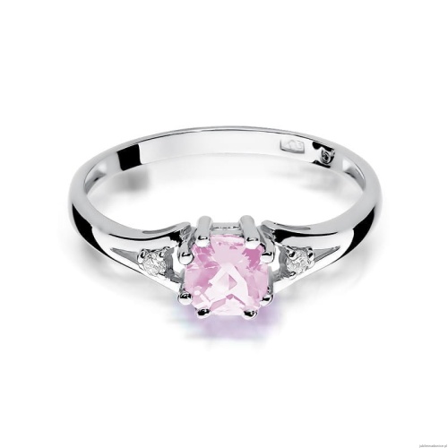 Pierścionek W0044 Różowy Topaz 0,65ct białe złoto 375